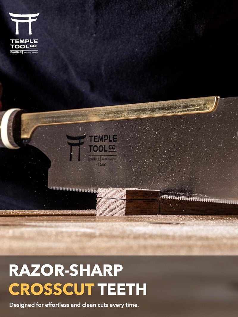 Temple Tool Co. Japanese Pull Saw - Crosscut 9.5 - Hand Saw for Joinery Crosscuts, Kumiko, Tenon Shoulders - Image 5